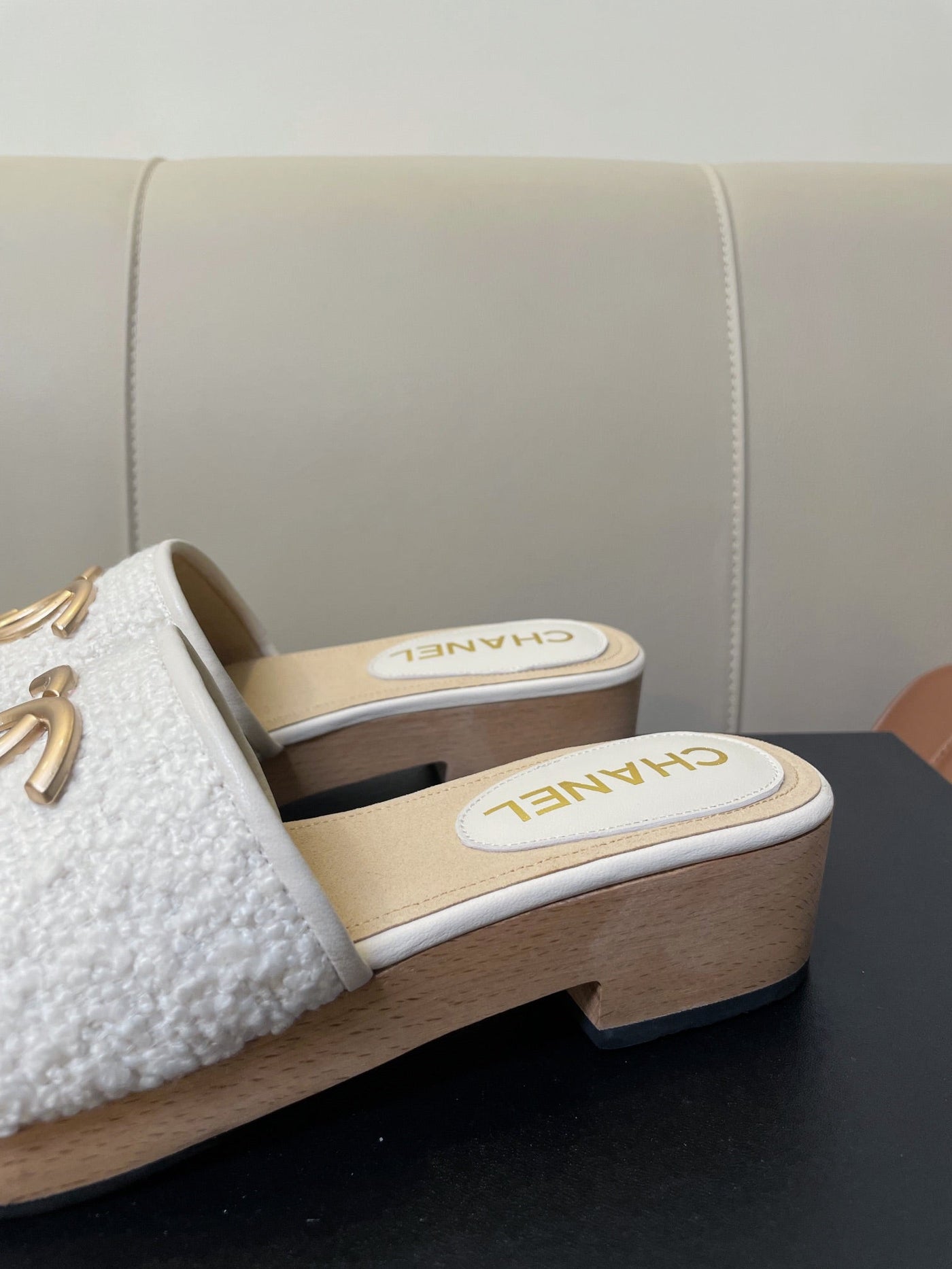 cc mule sandal 45 white tweed beige calfskin - Product Image 8
