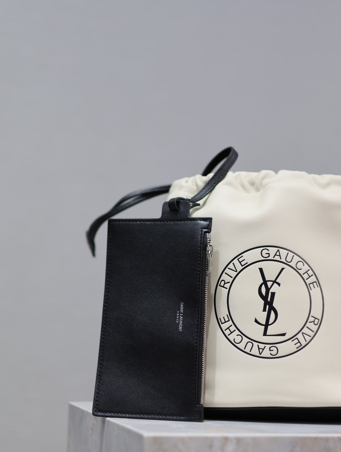 RIVE GAUCHE BUCKET BAG 23 IN WHITE CALFSKIN - Product Image 8