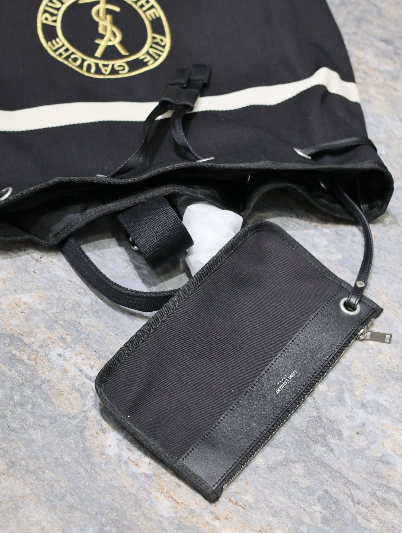 RIVE GAUCHE BACKPACK 49 IN BLACK MIX WHITE CANVAS - Product Image 3