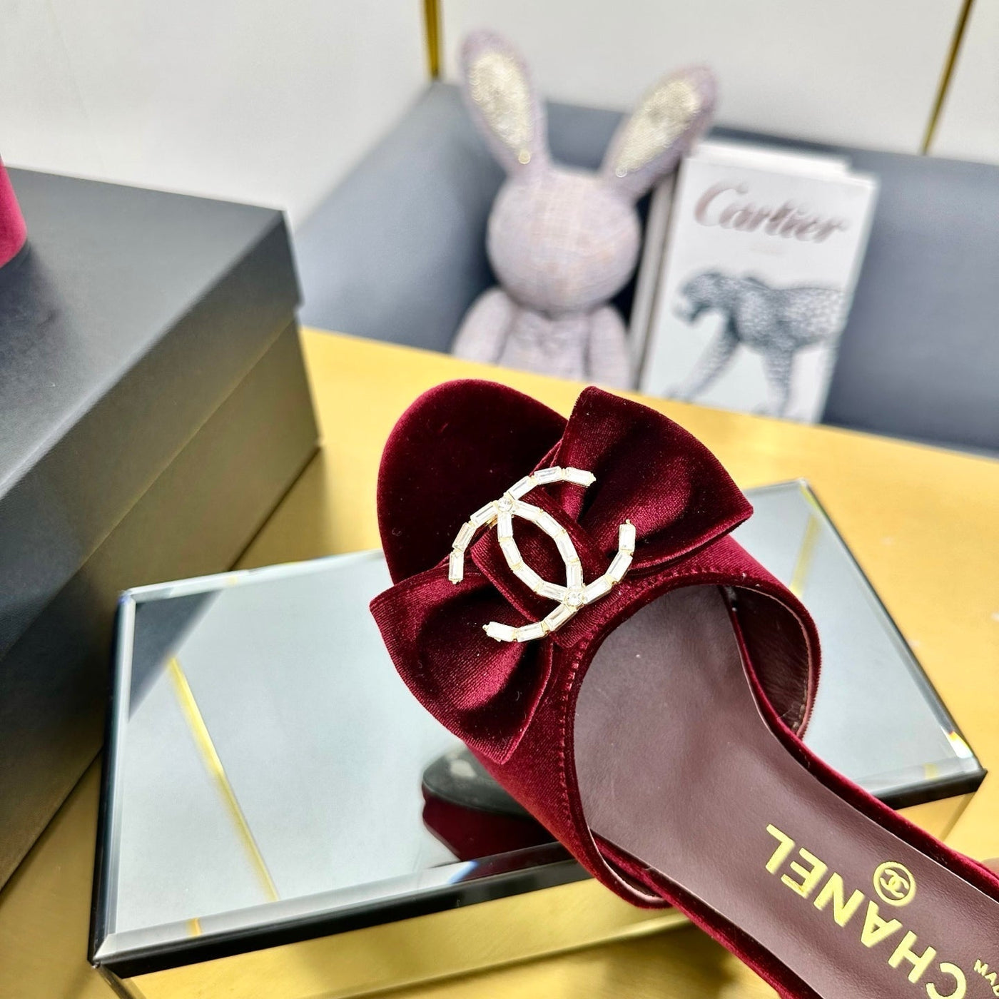 CC 25 Mid Heel Mules Burgundy Red Velvet 238479 - Product Image 2