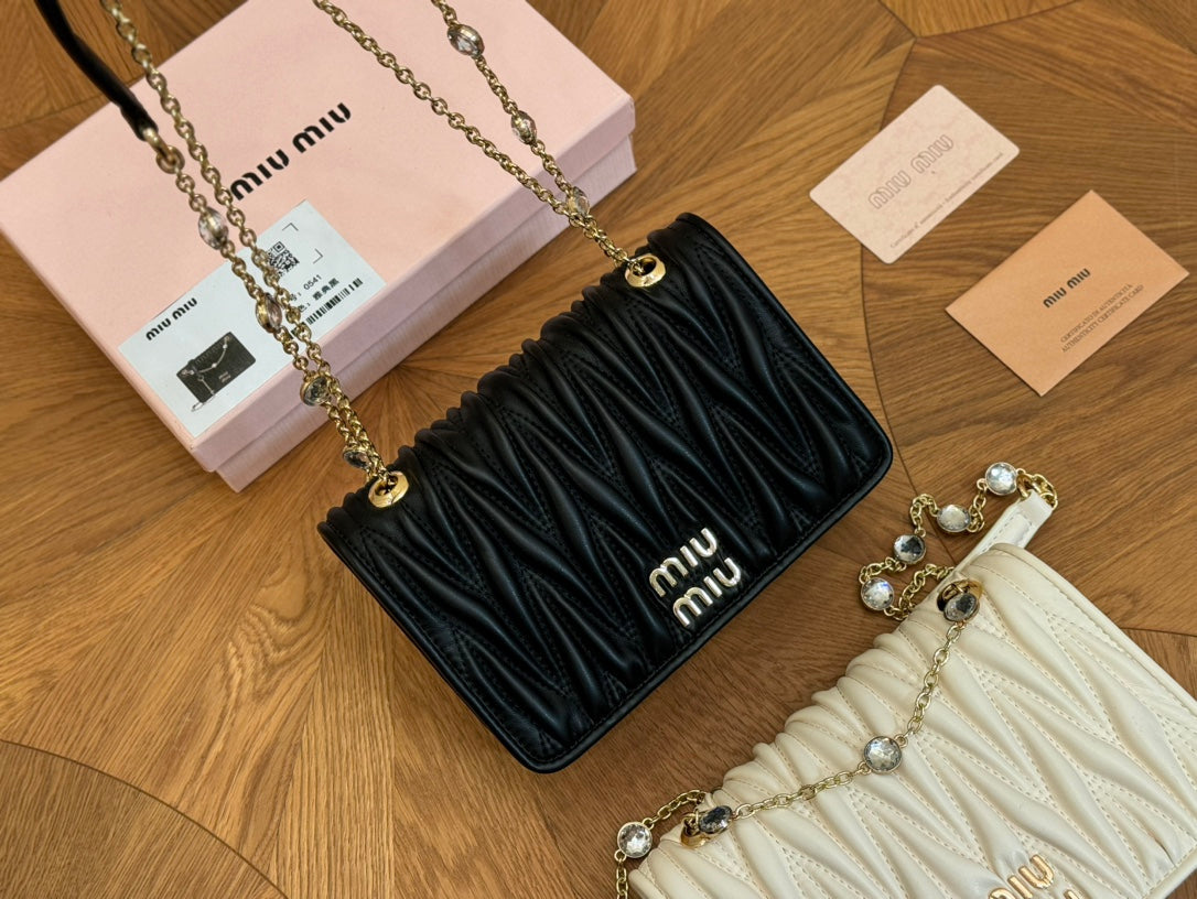 CRYSTAL CLOQUÉ 20 NAPPA BLACK LEATHER BAG - Product Image 3