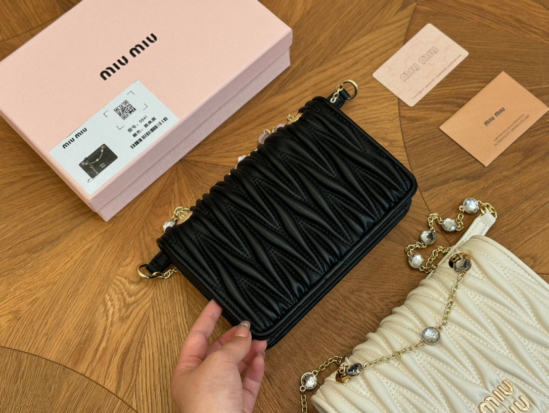 CRYSTAL CLOQUÉ 20 NAPPA BLACK LEATHER BAG - Product Image 5