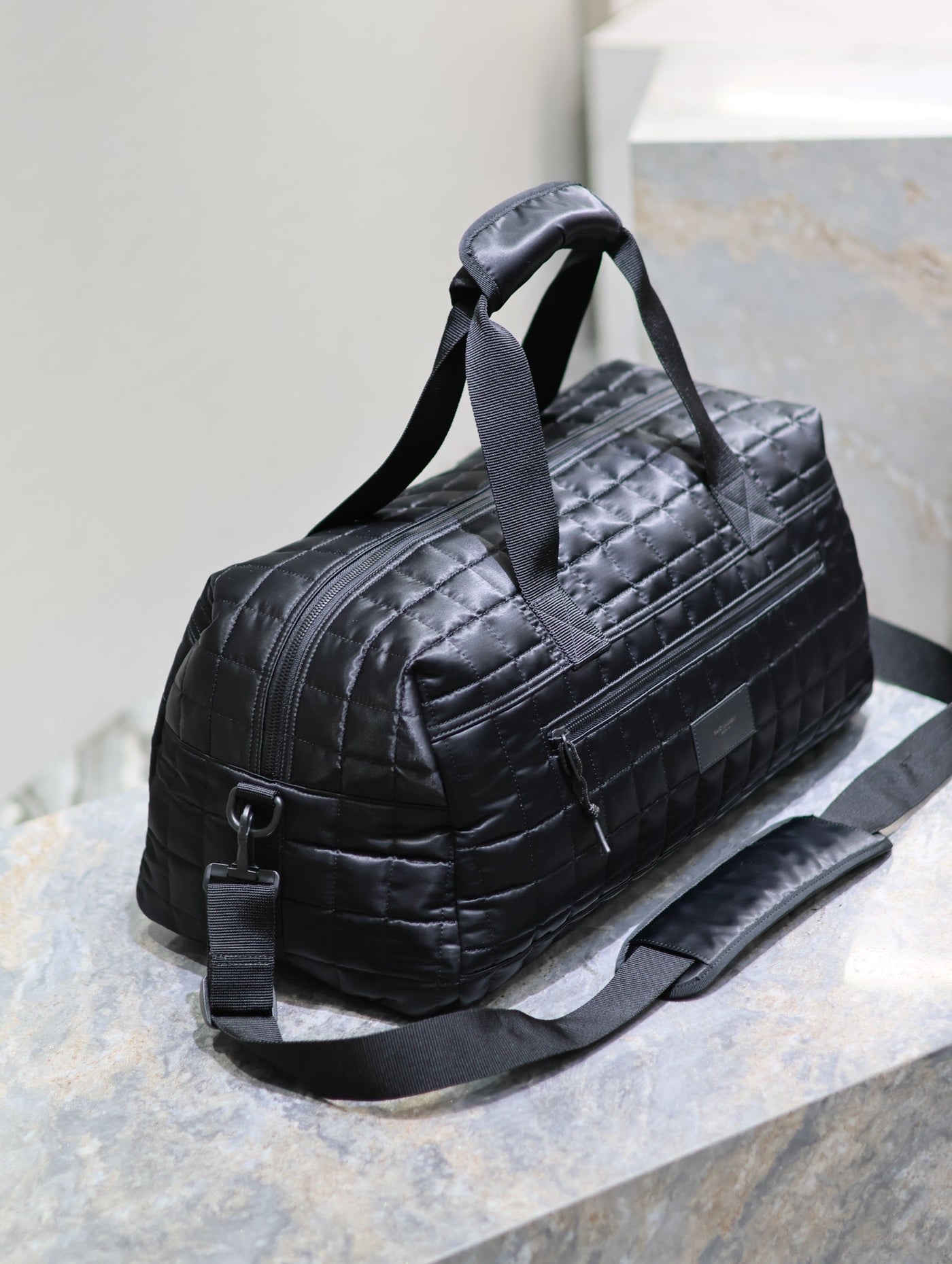 TRAVEL TOTE BAG 50 IN BLACK PLAID NYLON - Product Image 2