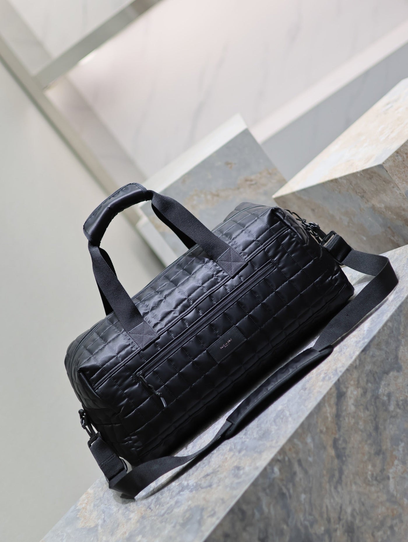TRAVEL TOTE BAG 50 IN BLACK PLAID NYLON - Product Image 7