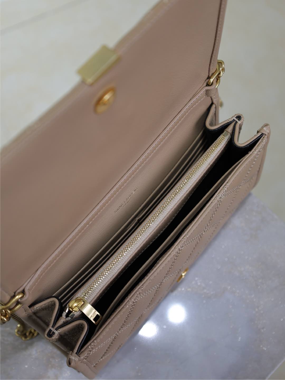 BECKY 22 IN MEDIUM BROWN QUILTED LAMBSKIN GOLD HARDWARE - Product Image 6