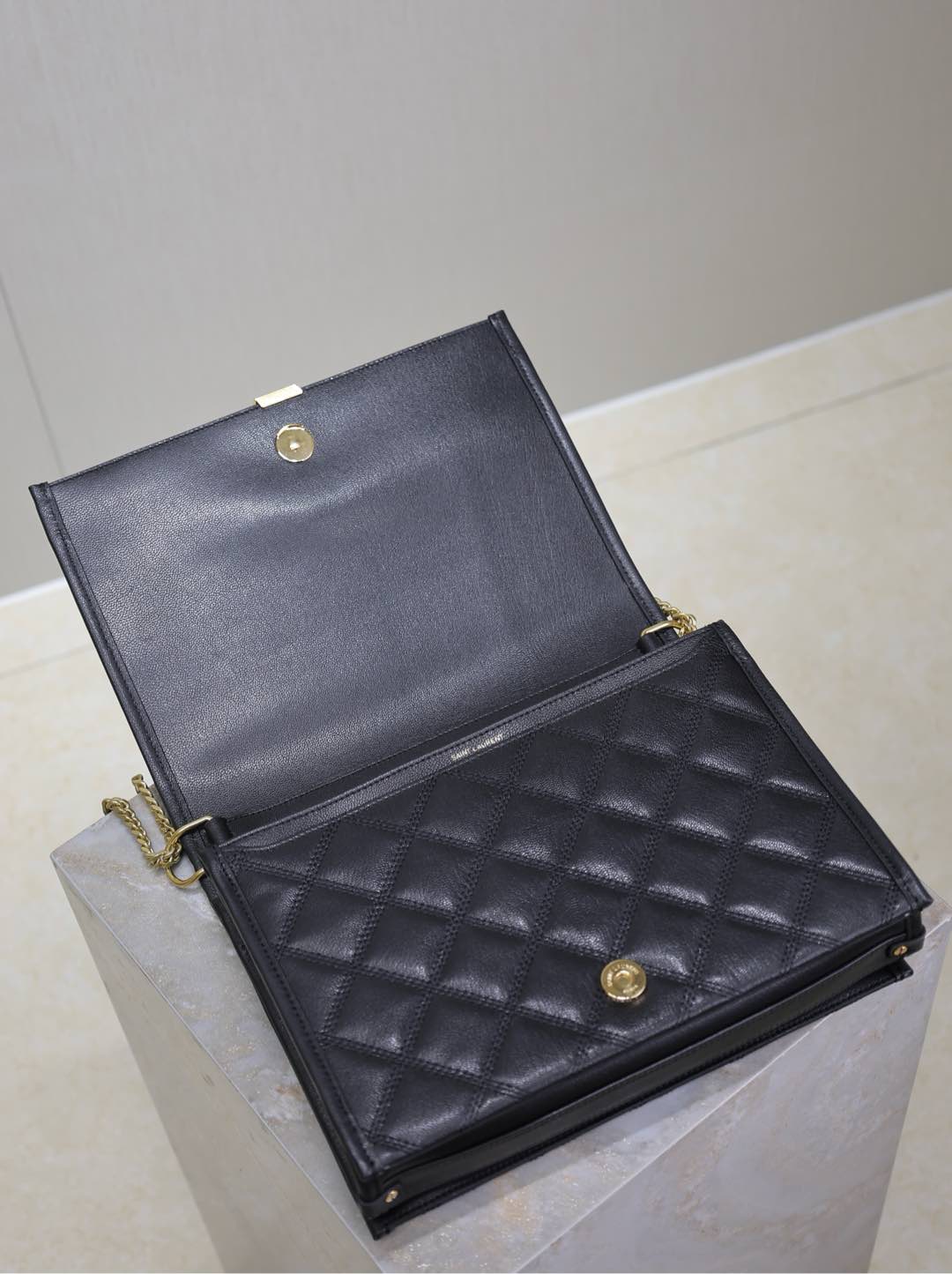 BECKY 26 IN BLACK QUILTED LAMBSKIN GOLD HARDWARE - Product Image 3