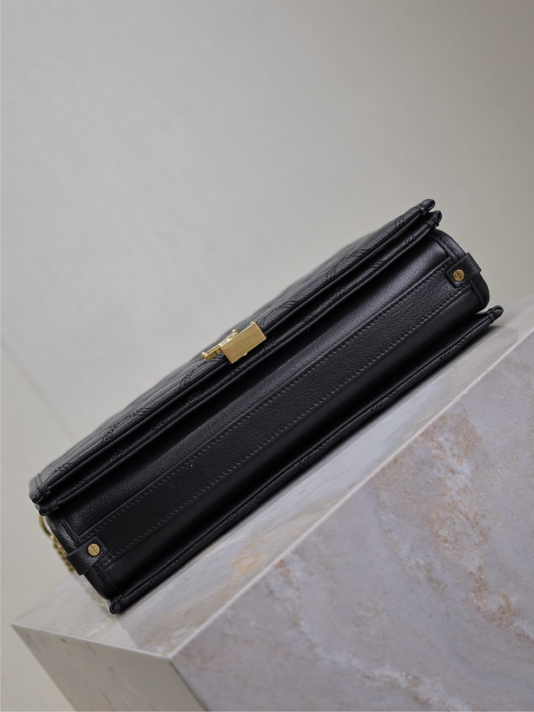 BECKY 26 IN BLACK QUILTED LAMBSKIN GOLD HARDWARE - Product Image 5