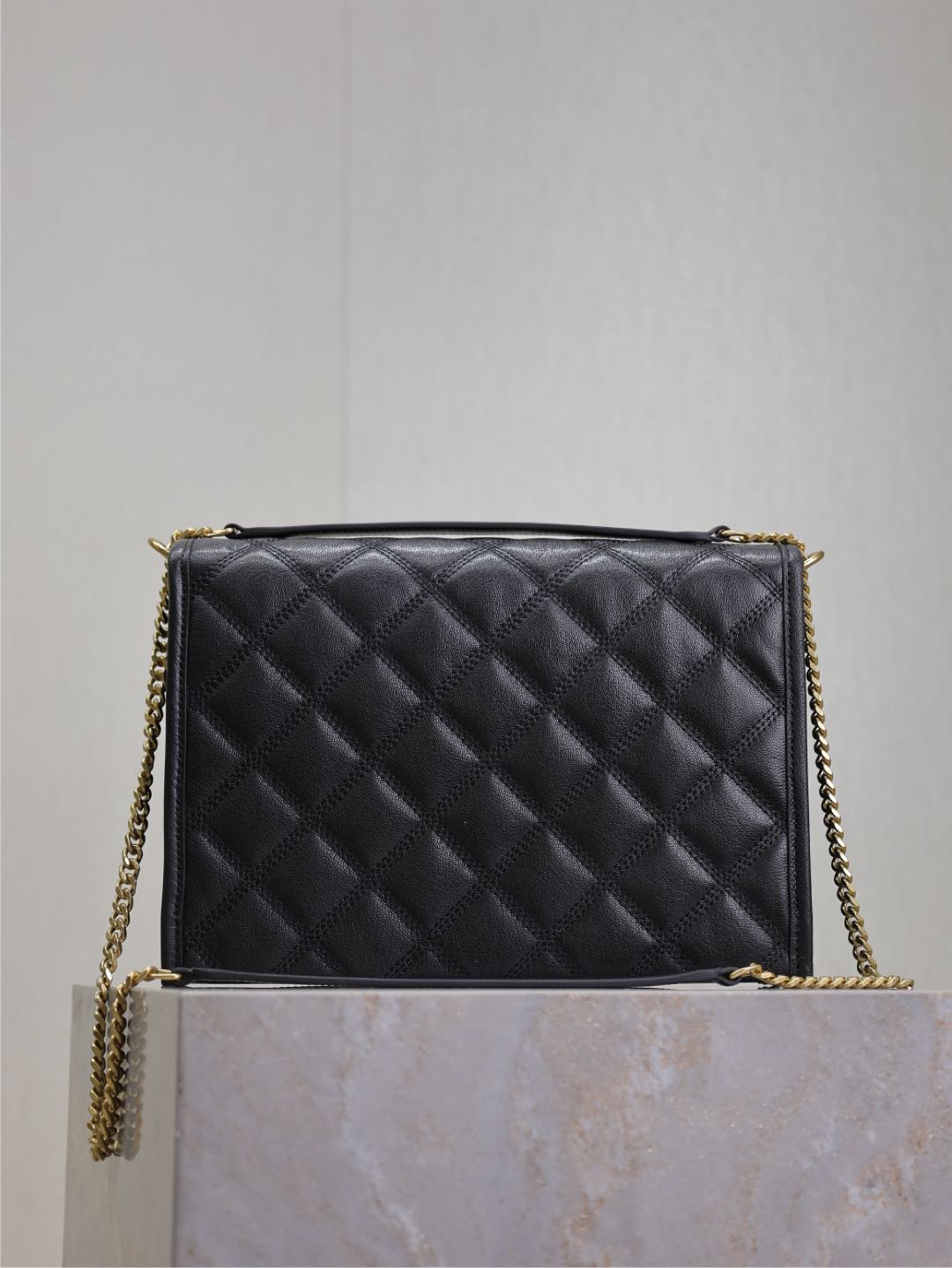 BECKY 26 IN BLACK QUILTED LAMBSKIN GOLD HARDWARE - Product Image 6