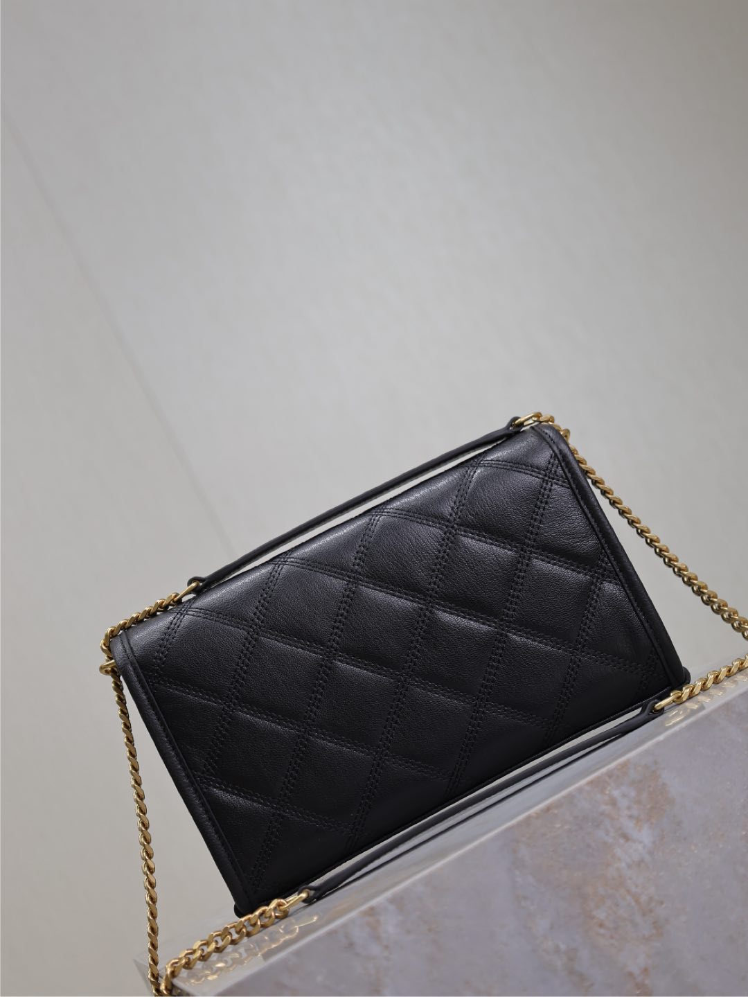 BECKY 22 IN BLACK QUILTED LAMBSKIN GOLD HARDWARE - Product Image 5
