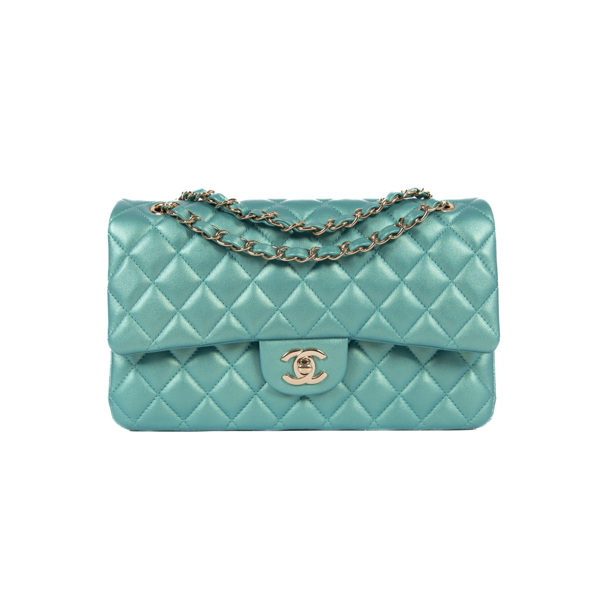 Chanel Medium Classic Double Flap in Iridescent Green - Product Image 9