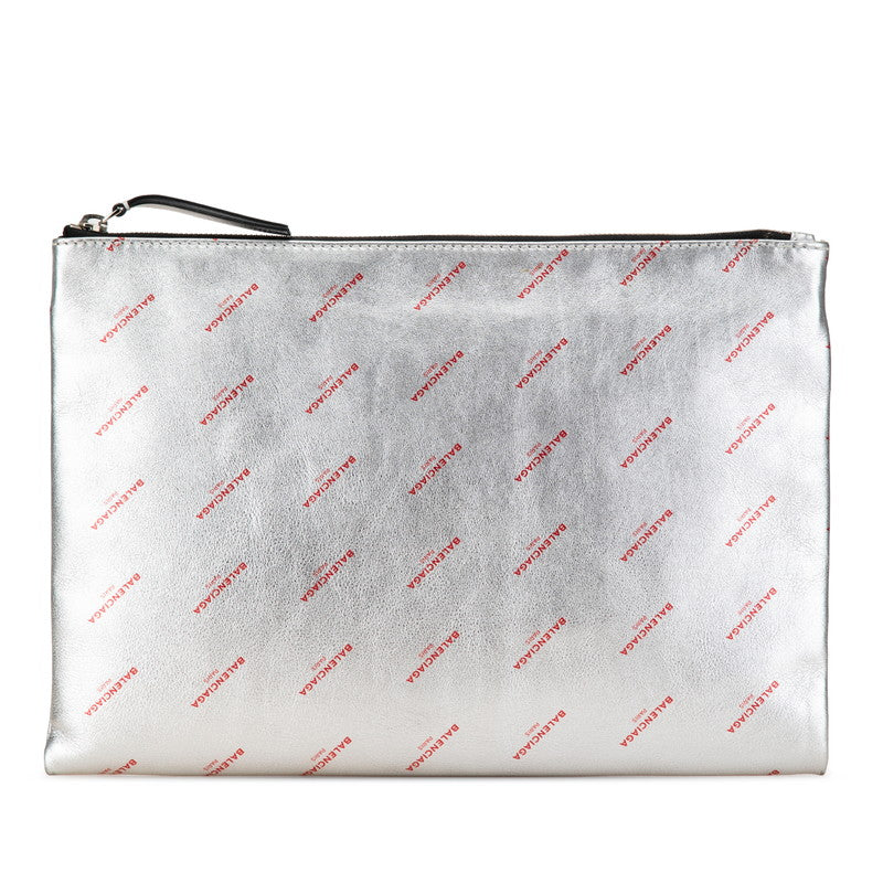 Balenciaga Leather Logo Print Clutch Bag | Studio Nafay