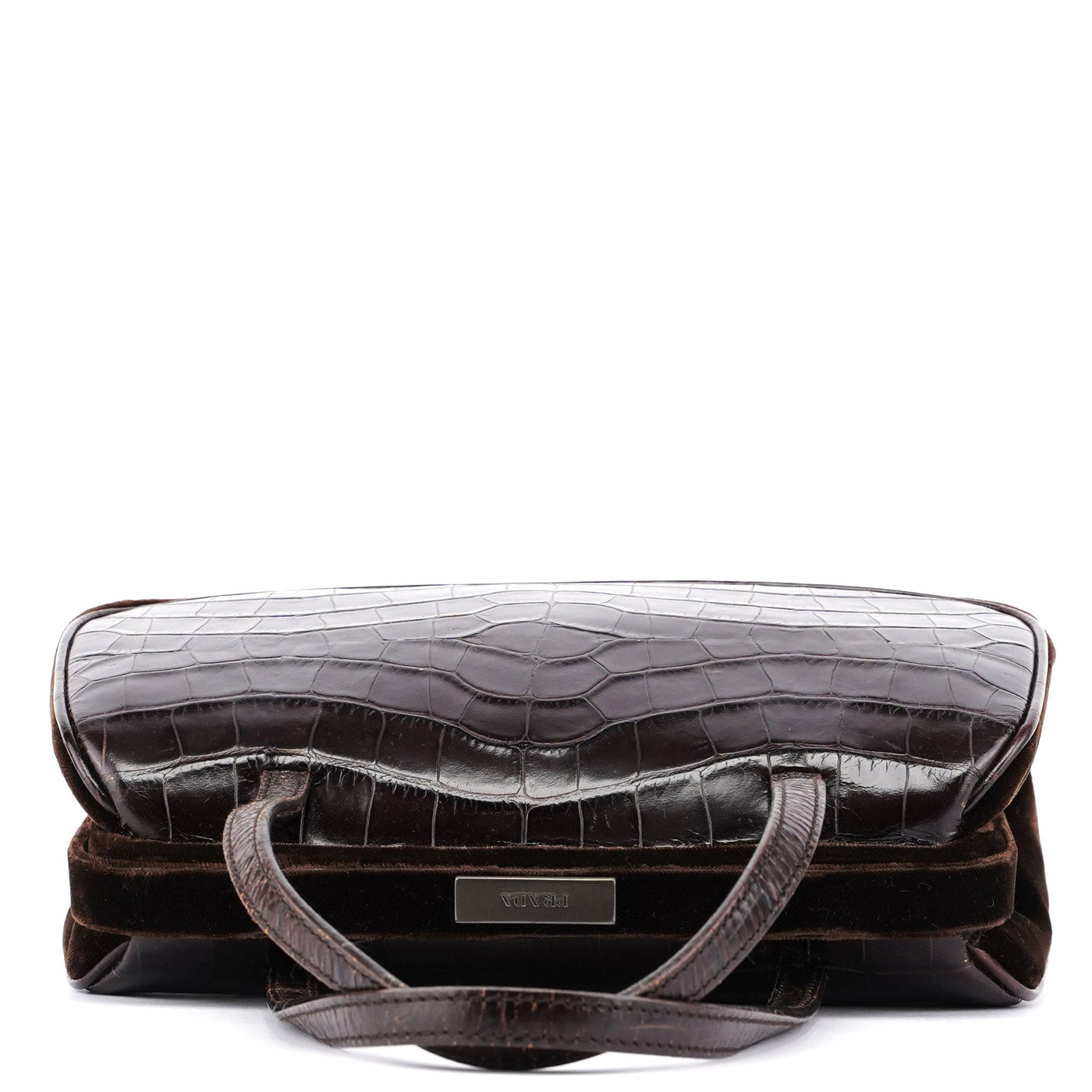 Brown Croc Embossed Clutch Top Handle Bag - Product Image 4