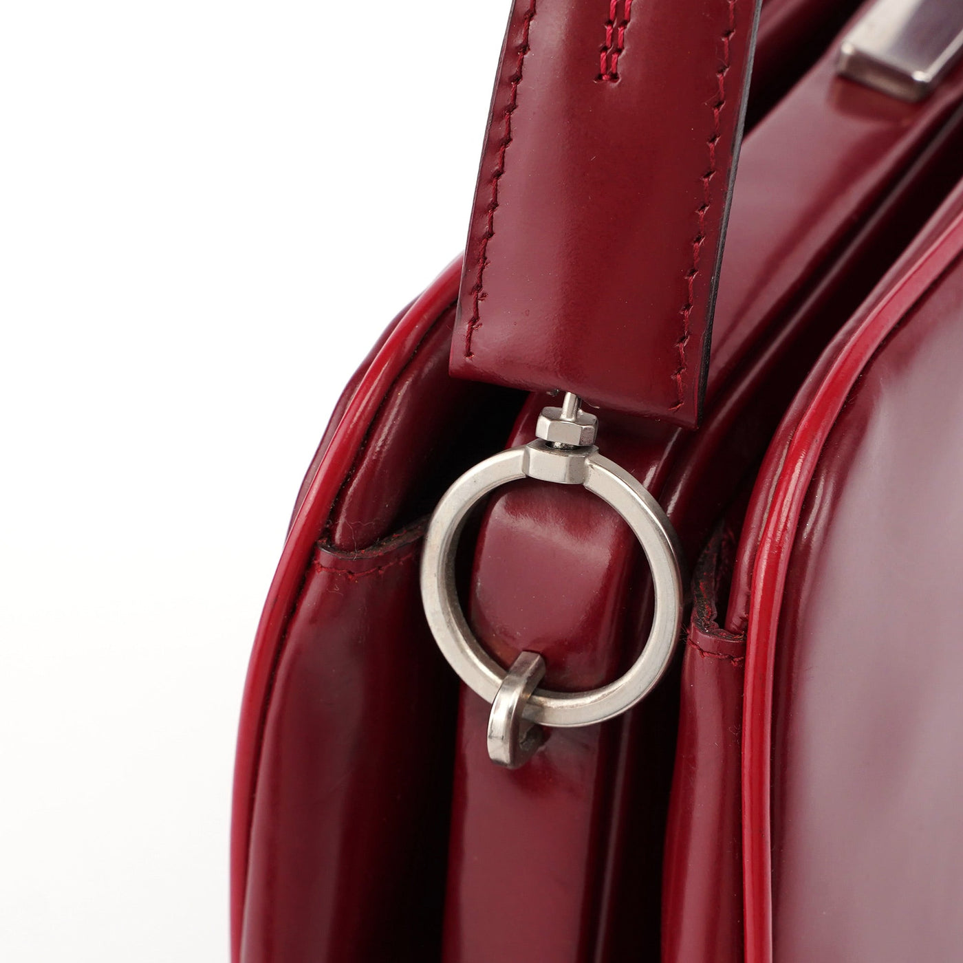 Burgundy Spazzolato Top Handle Clutch Bag - Product Image 8