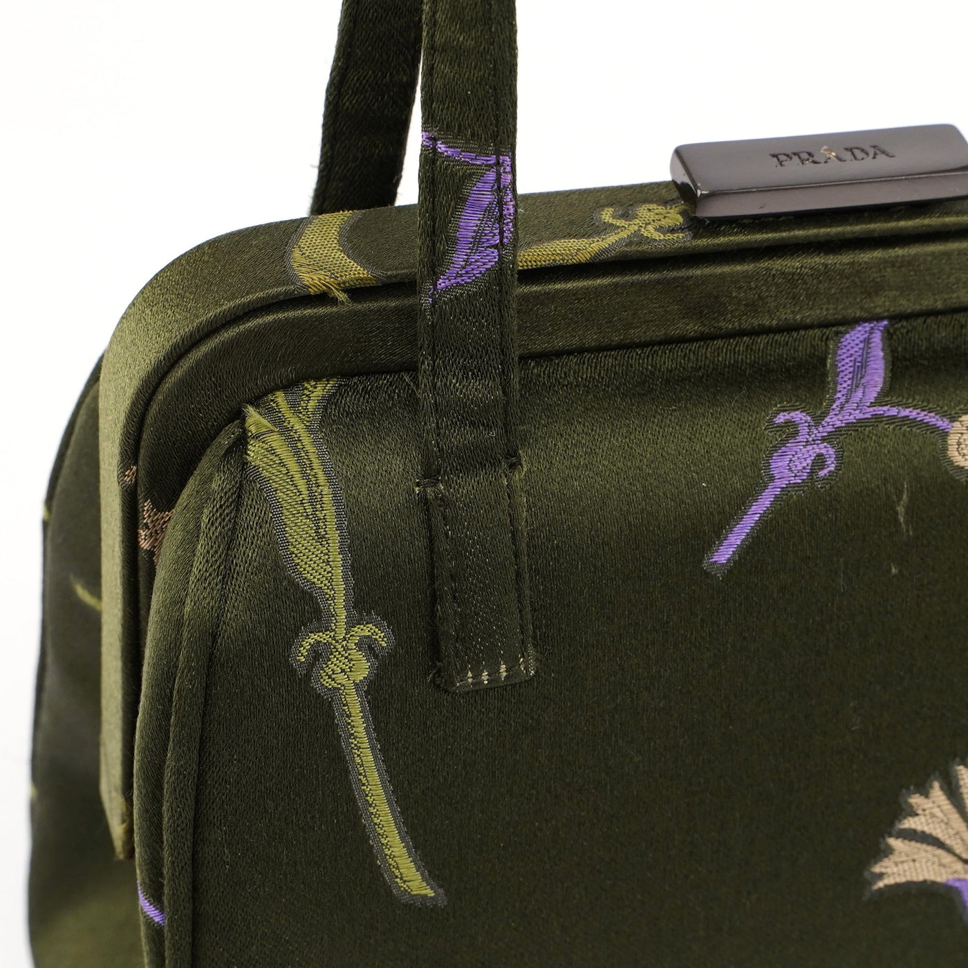 Green Silk Floral Clutch Bag - Product Image 7