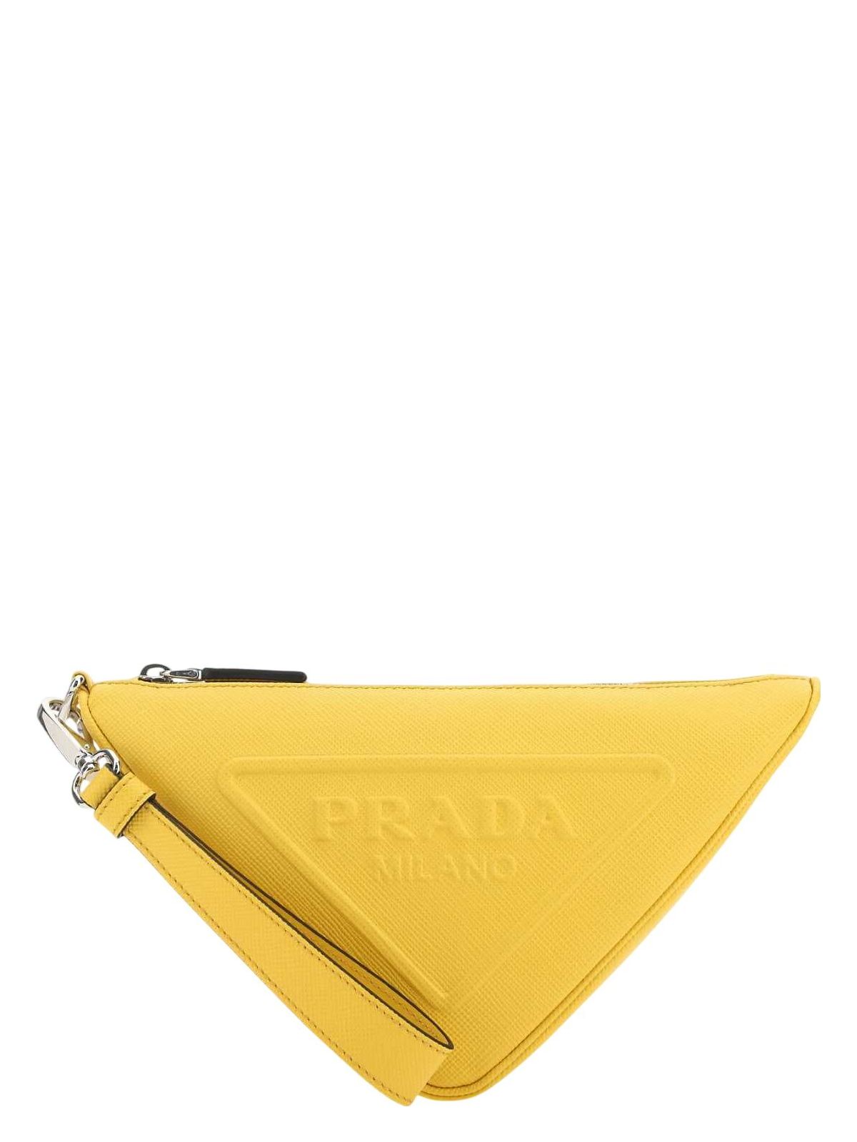 YELLOW LEATHER TRIANGLE CLUTCH | Studio Nafay