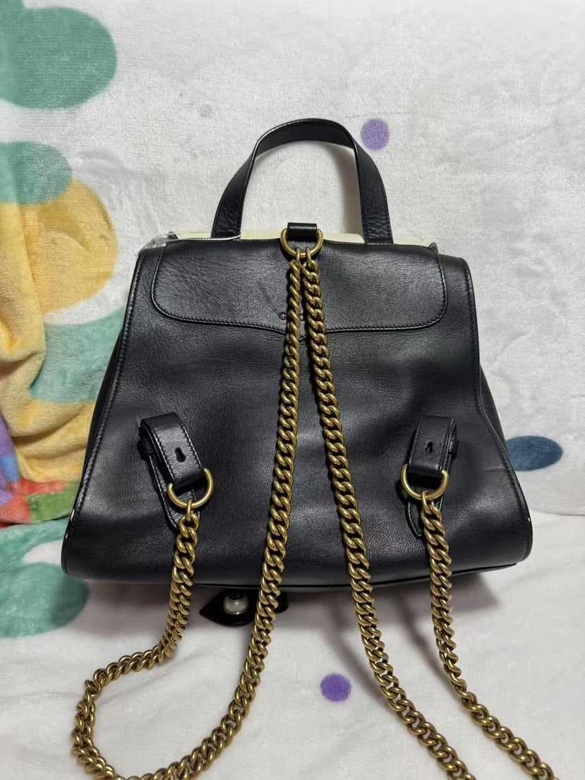 Gucci Lion Head Leather Cream and Black Backpack - Product Image 2