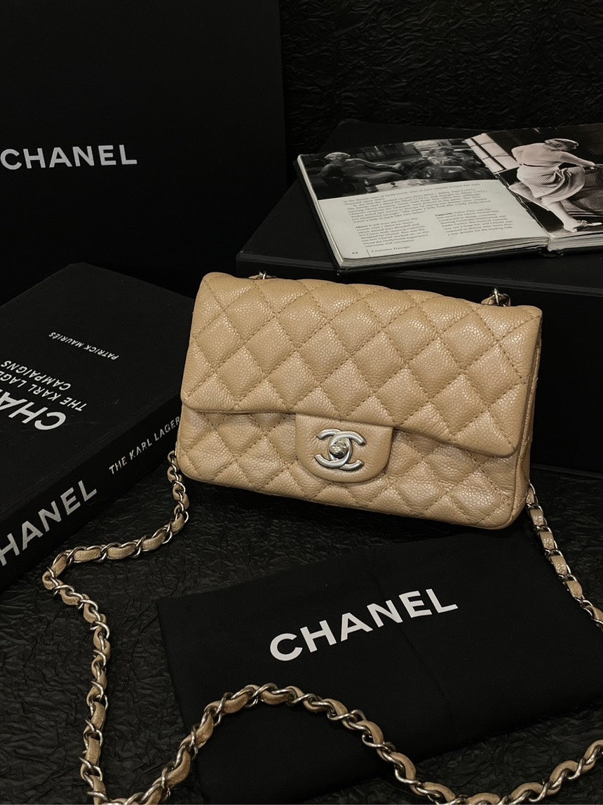 Chanel Caviar Flap Bag Beige Quilted Shoulder Bag | Studio Nafay