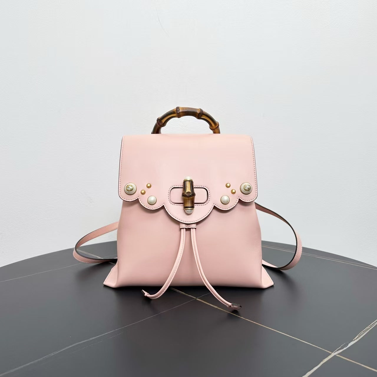 Gucci Bamboo Backpack in Light Pink Leather | Studio Nafay