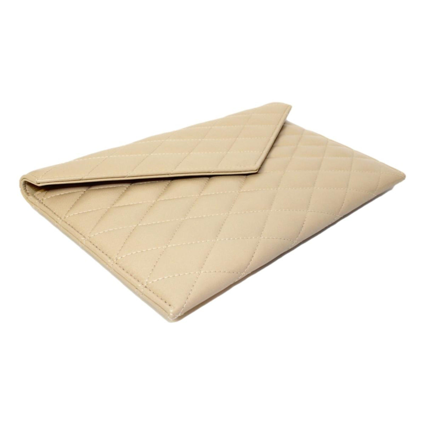 Saint Laurent Sade Logo Beige Leather Quilted Pouch Clutch Bag - Product Image 2