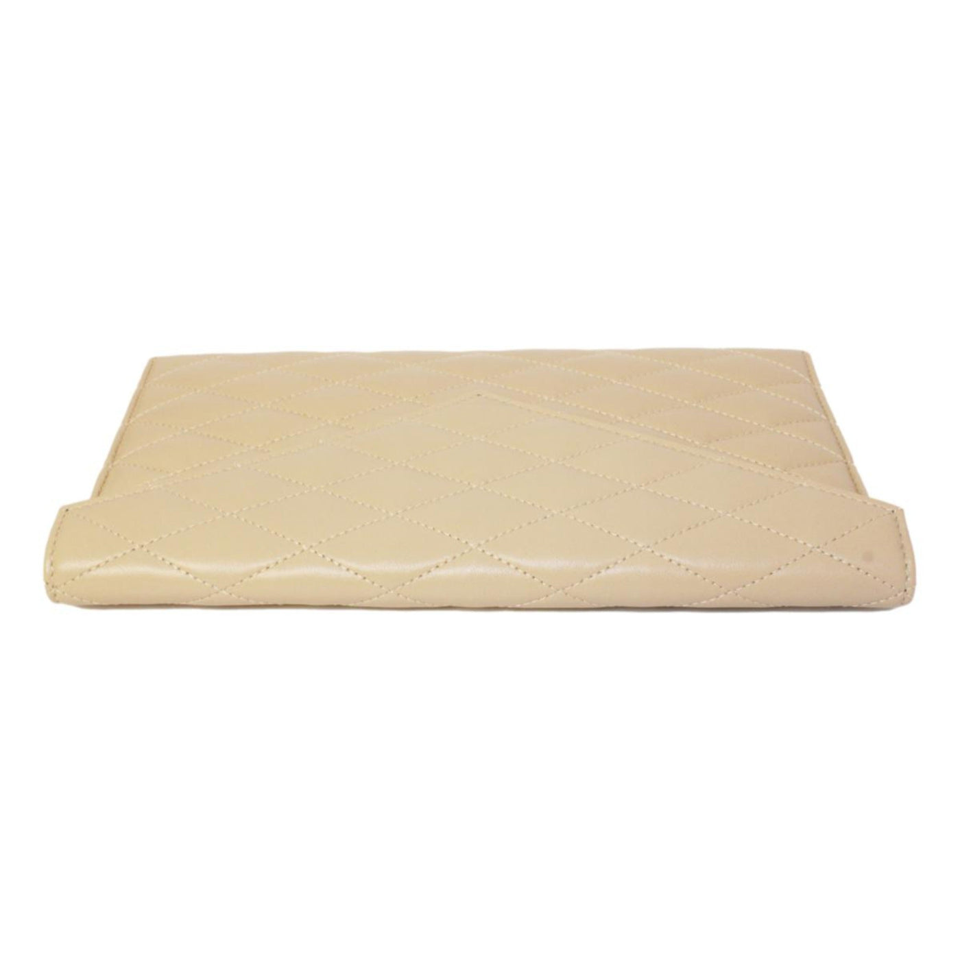 Saint Laurent Sade Logo Beige Leather Quilted Pouch Clutch Bag - Product Image 3