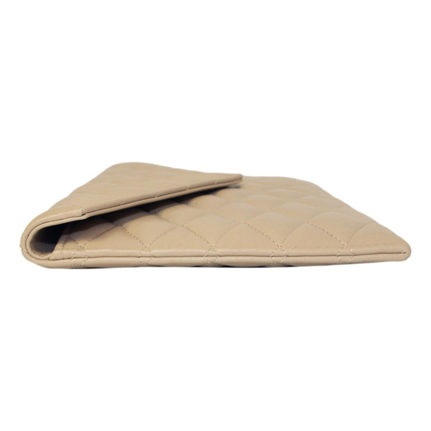 Saint Laurent Sade Logo Beige Leather Quilted Pouch Clutch Bag - Product Image 4