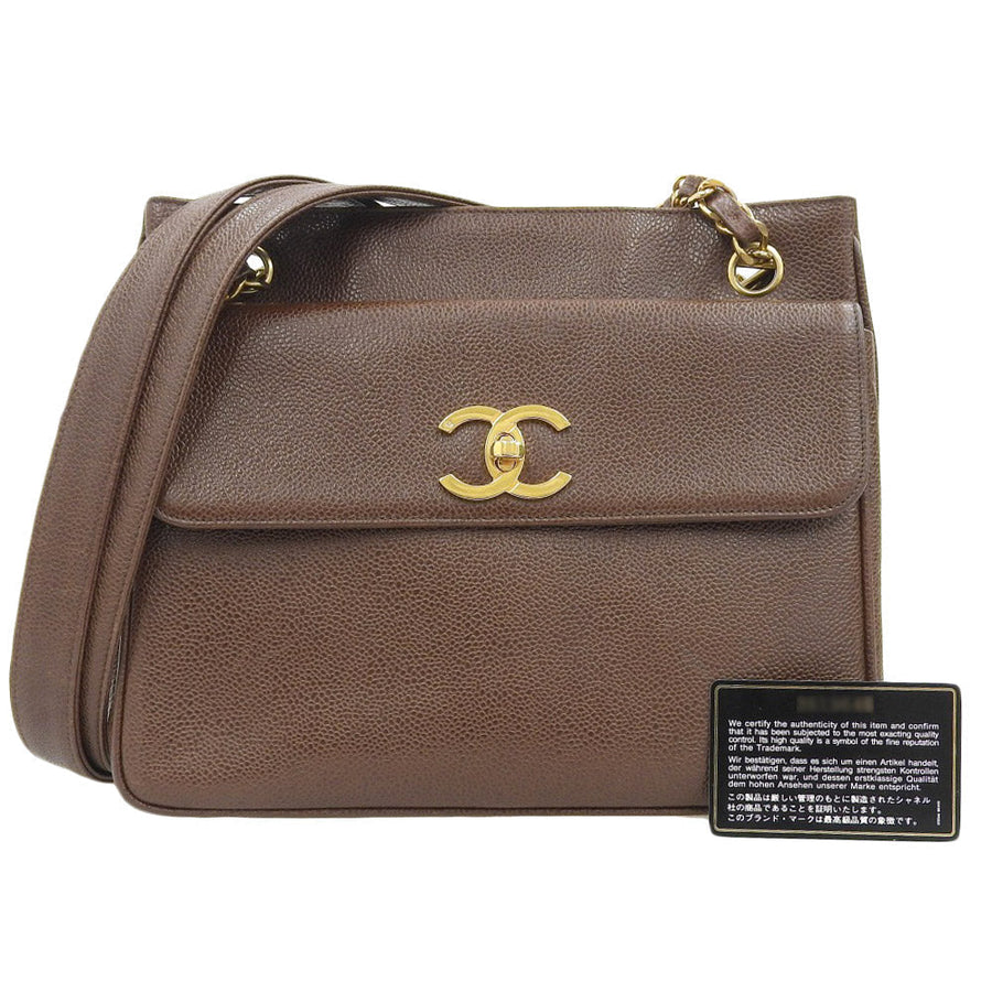 Chanel Caviar Chain Shoulder Bag Brown | Studio Nafay