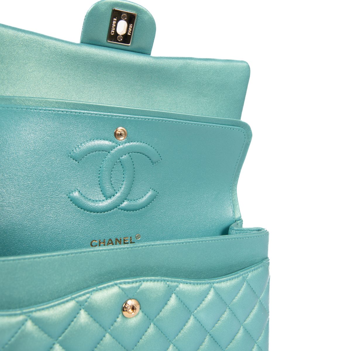 Chanel Medium Classic Double Flap in Iridescent Green - Product Image 6